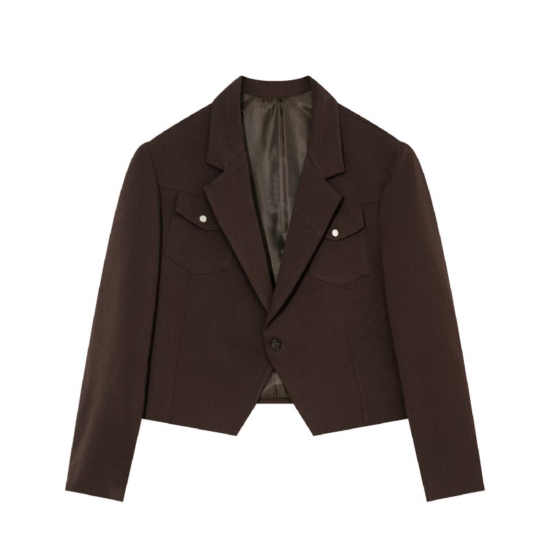 Herre Retro Trend Kort Seksjon Ensfarget Kaffe Farge