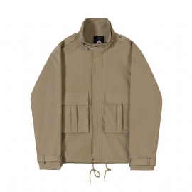 Herrefrakk Loose Trend Falsk Todelt Lapel Vintage Cargo-jakke