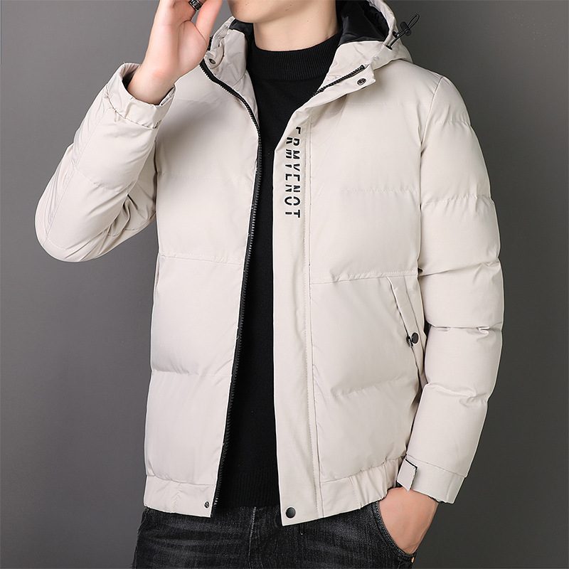 Menns Bomullsjakke Trendy Kort Hette Casual