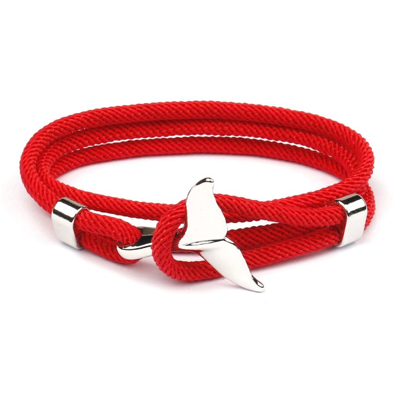 Anker Stil Armbånd Hval Hale Par Rødt