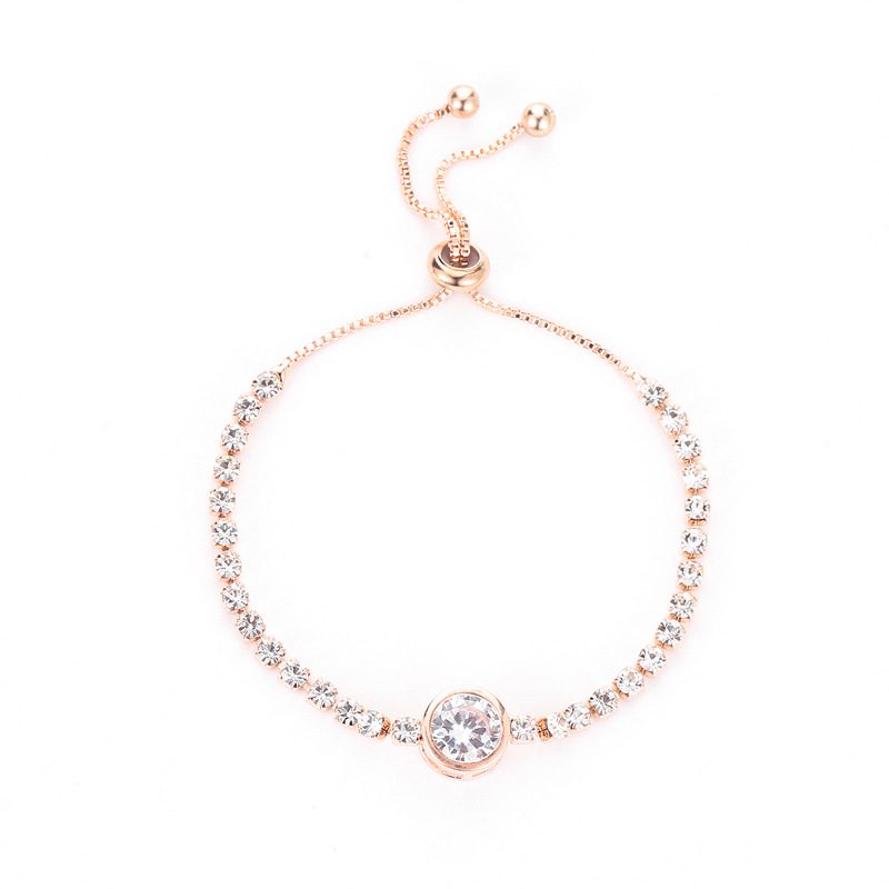 Mote Rose Gold Heart Zircon Armbånd Legering Diamond Dame
