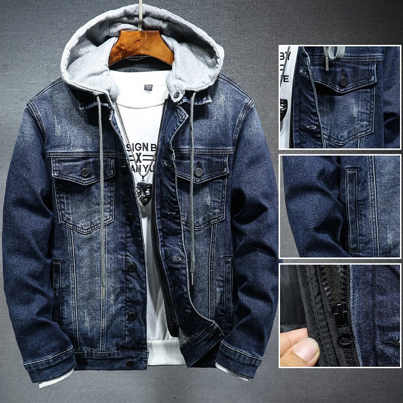 Denimjakke Menn Trend Hette Casual Workwear Jakke Topper