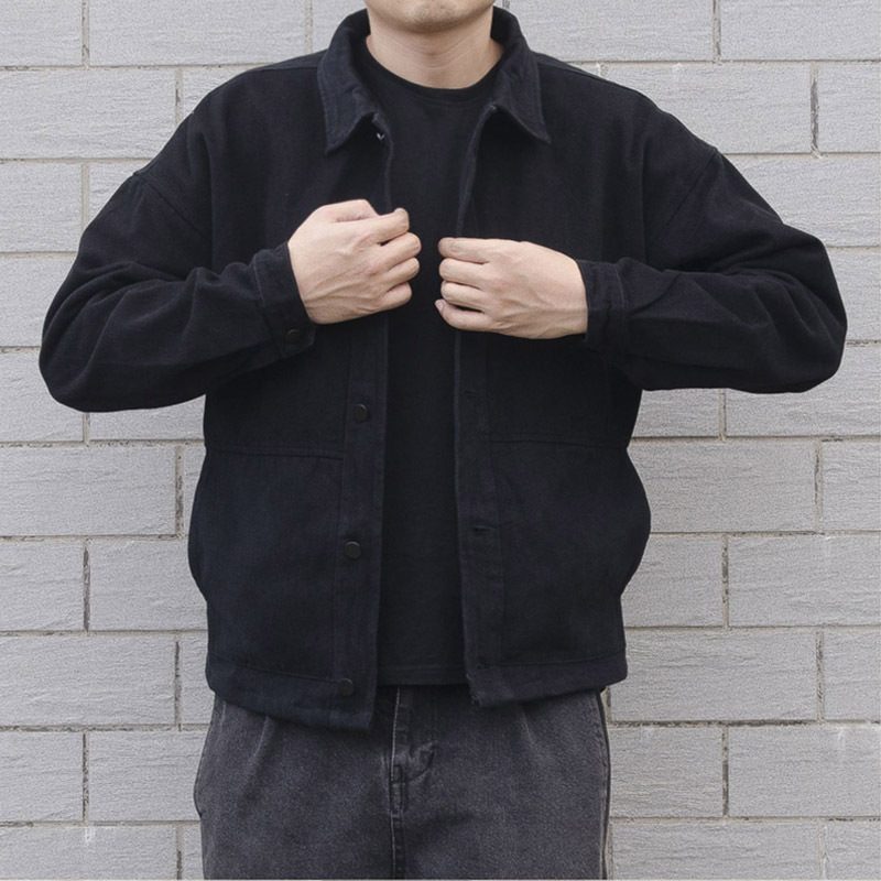 Retro Trend Thin Section Denim Jacket Menns Kjekk Loose Cargo