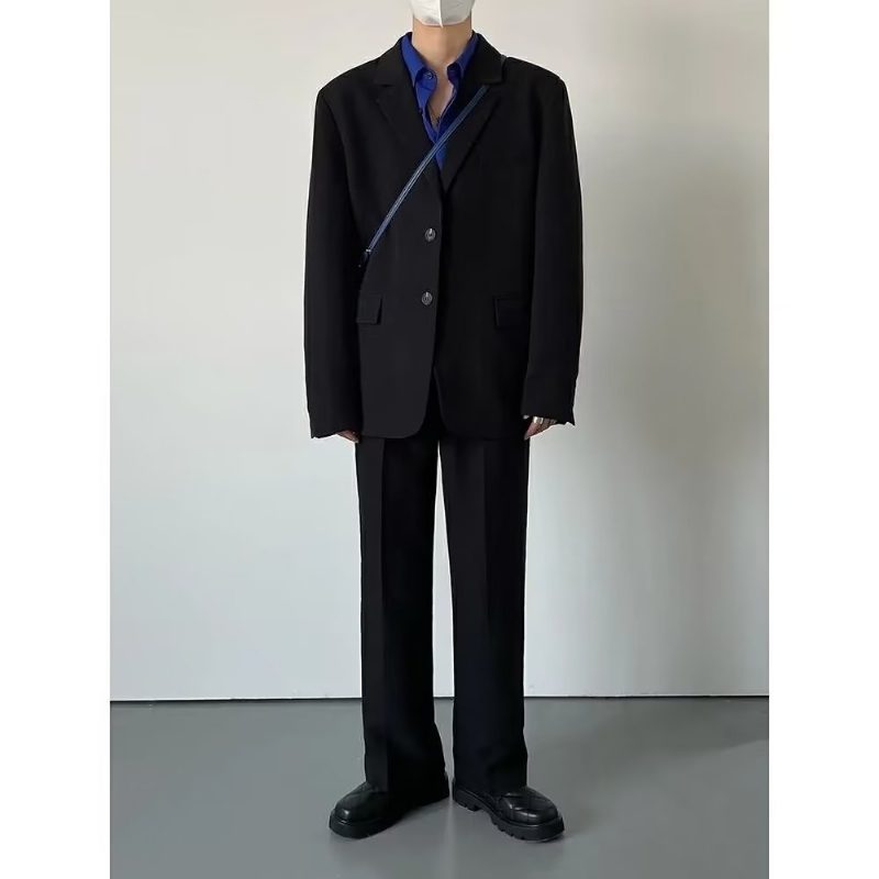 Elegant Svart Jakke Blazere For Menn Loose Fit Trend