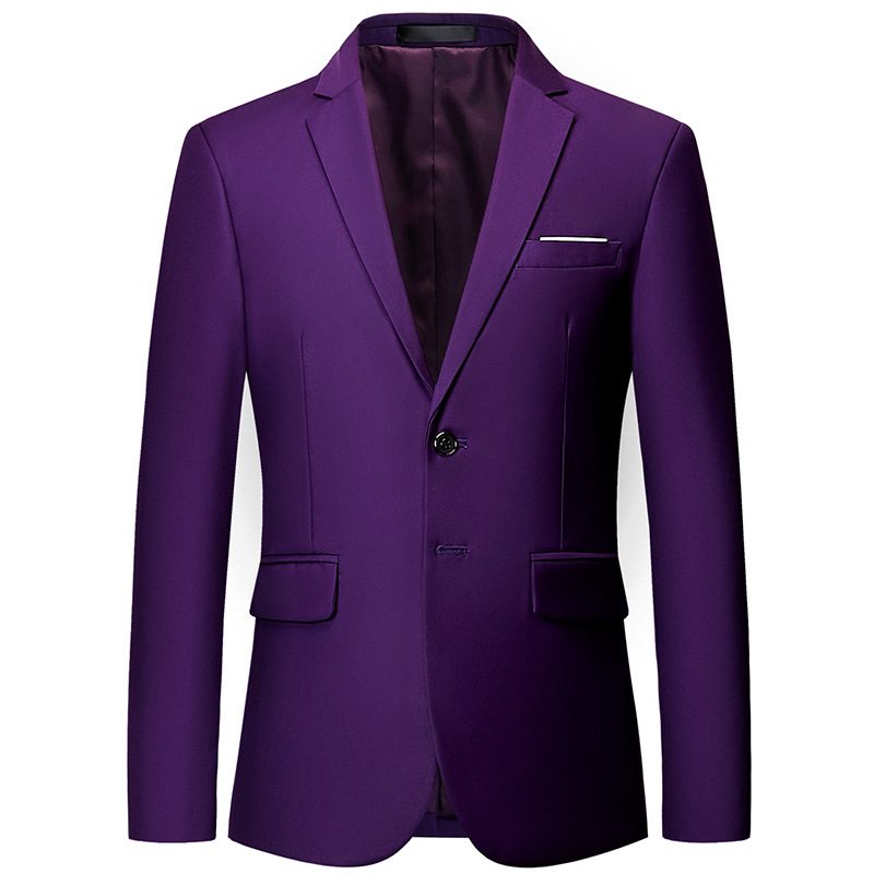Herre Ensfarget Blazers To-knapps Business Single-breasted En-knapps Formell Kåpe Gul