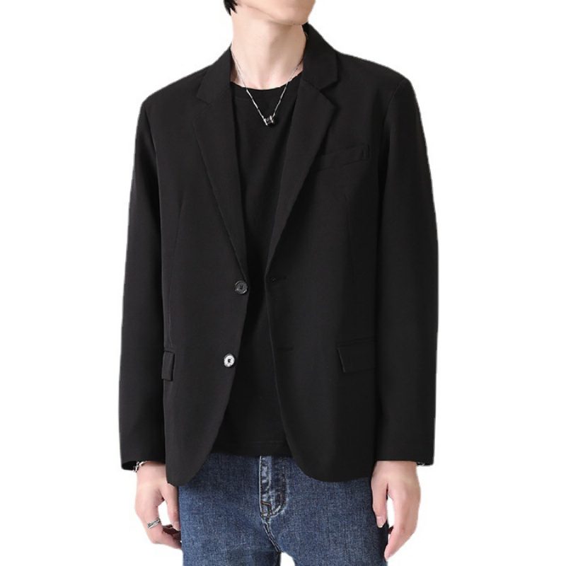 Vår Og Høst Blazerjakke Herre Casual Trendy Svart