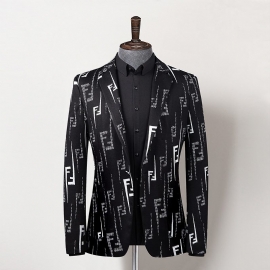 Vår Og Høst Slim Fit Blazer Jakke Herre Trykt Enkelt Rad Med Én Knapp