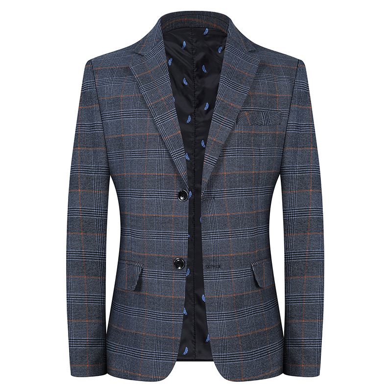 Vår Og Høst Tynne Blazers For Menn Casual Rutete Løs Slim Fit Kjekk Trend