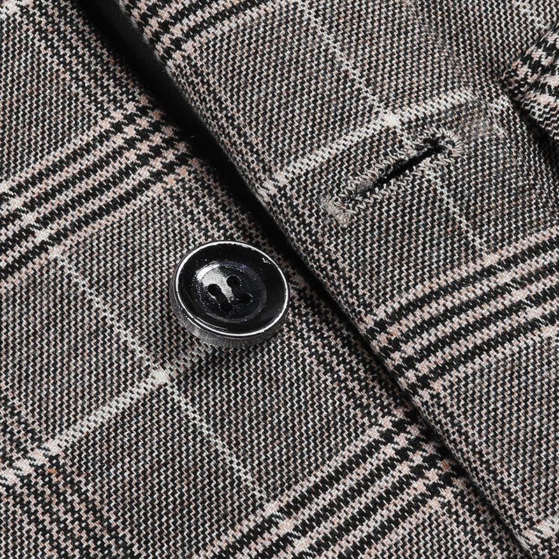 Vår Og Høst Tynne Blazers For Menn Casual Rutete Løs Slim Fit Kjekk Trend