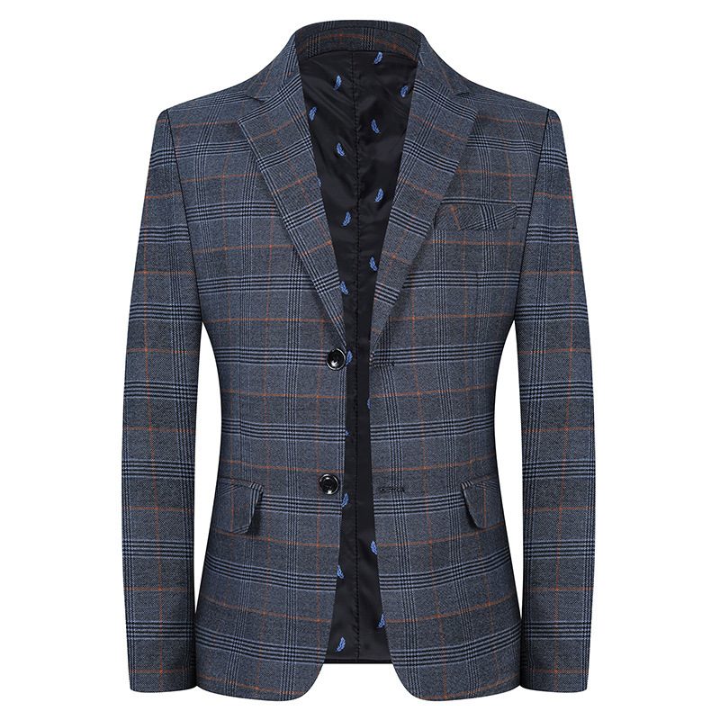 Vår Og Høst Tynne Blazers For Menn Casual Rutete Løs Slim Fit Kjekk Trend