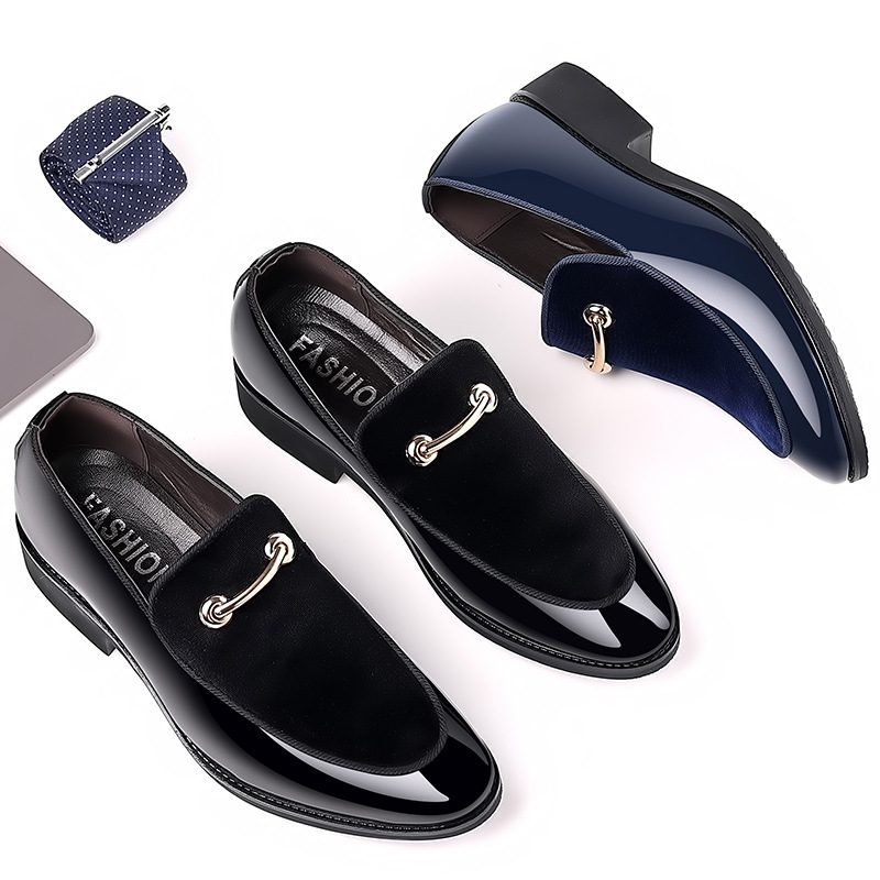 Kjole Sko Semsket Lakk Skinn Fritidssko Trendy Loafers Bryllup Herre Sko Hårstylist Flats