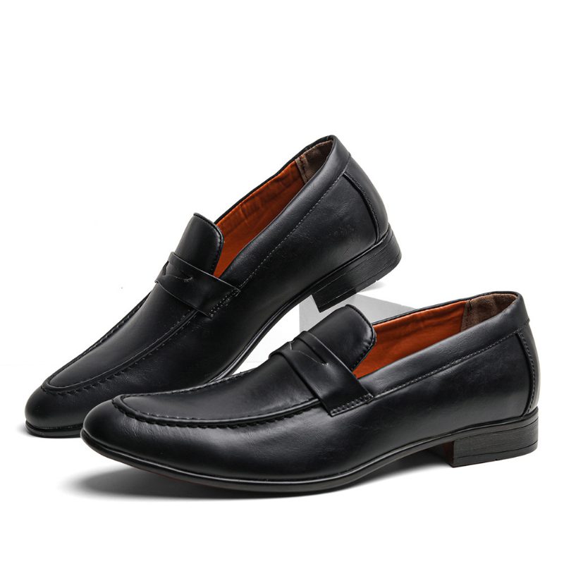 Sommer Nytt Sett Med Føtter Business Herresko Uformell Spiss Tå Formell Kjole Loafers Slip-on Svart Sko Menn