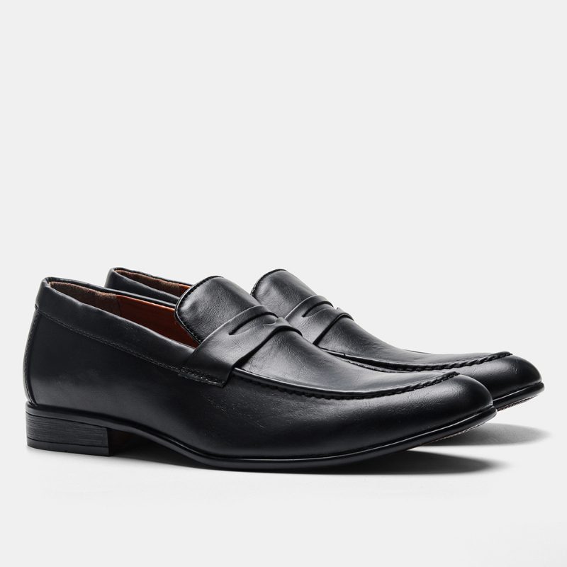 Sommer Nytt Sett Med Føtter Business Herresko Uformell Spiss Tå Formell Kjole Loafers Slip-on Svart Sko Menn