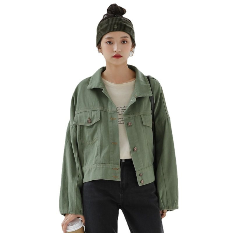2024 Dame Fritidsjakke Loose Cropped Denimjakke