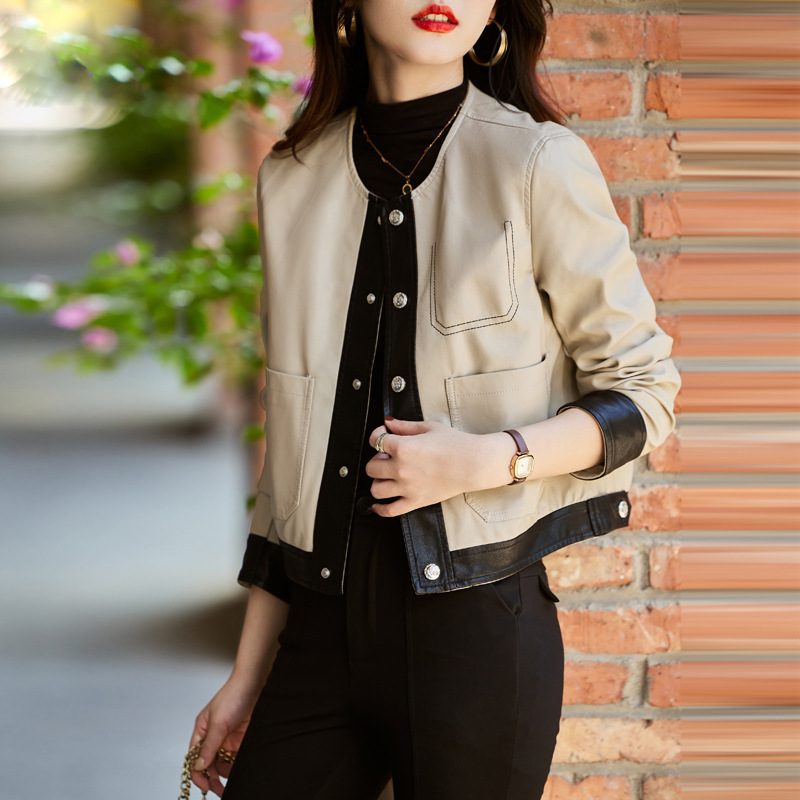 2024 Skinnjakke Dame Short Casual Fashion Topper