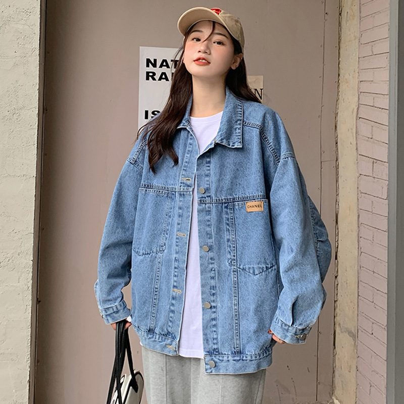Denim Jakke Dame 2024 Vintage Loose Fit Topper