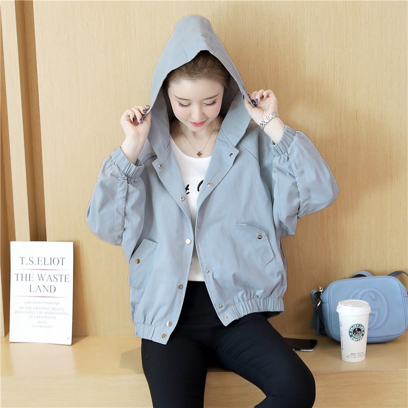 Loose Cropped Coat Dame Workwear Jakke Langermet Hettegenser