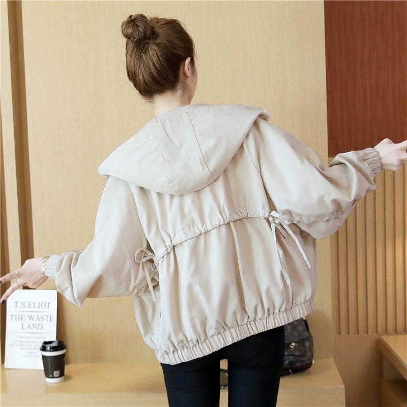 Loose Cropped Coat Dame Workwear Jakke Langermet Hettegenser