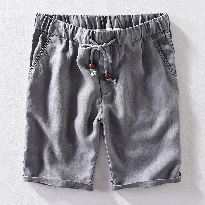 Beach Pure Lin Herreshorts Løs Casual Elastisk Midjebånd Beskåret