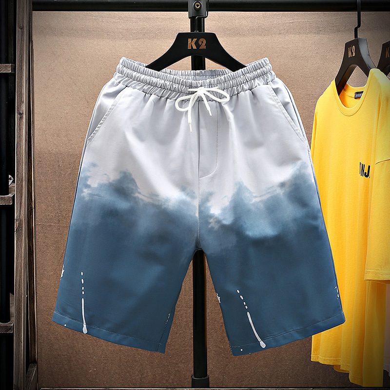 Bukser Sommersport Shorts Menn Gradient Farge Casual Fem Poeng Løs Rett