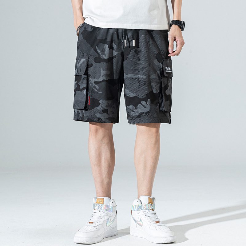 Camouflage Casual Cargo Shorts Menn Løs Straight Beach