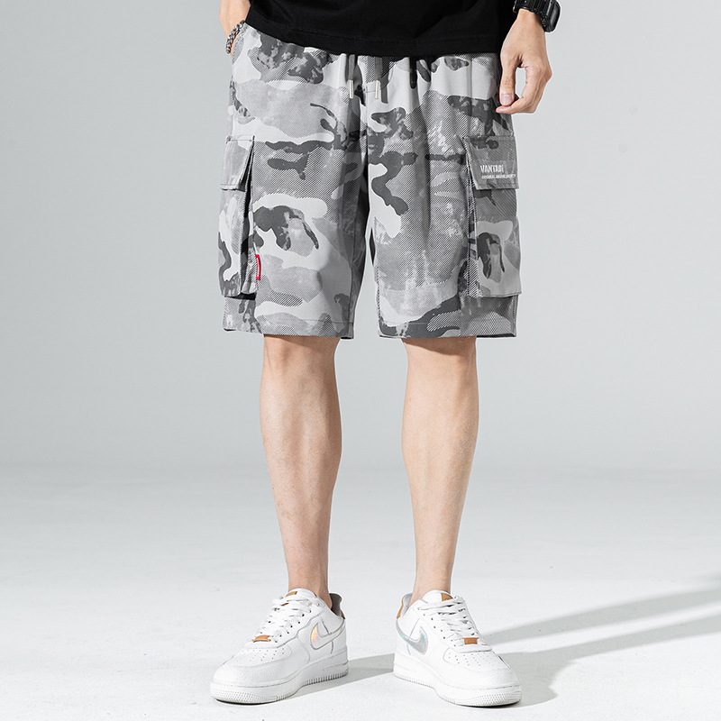 Camouflage Casual Cargo Shorts Menn Løs Straight Beach