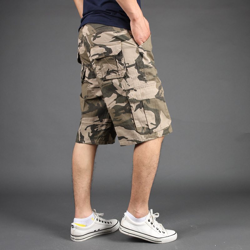 Camouflage Shorts Menn Multi-pocket Tooling Fem Poeng