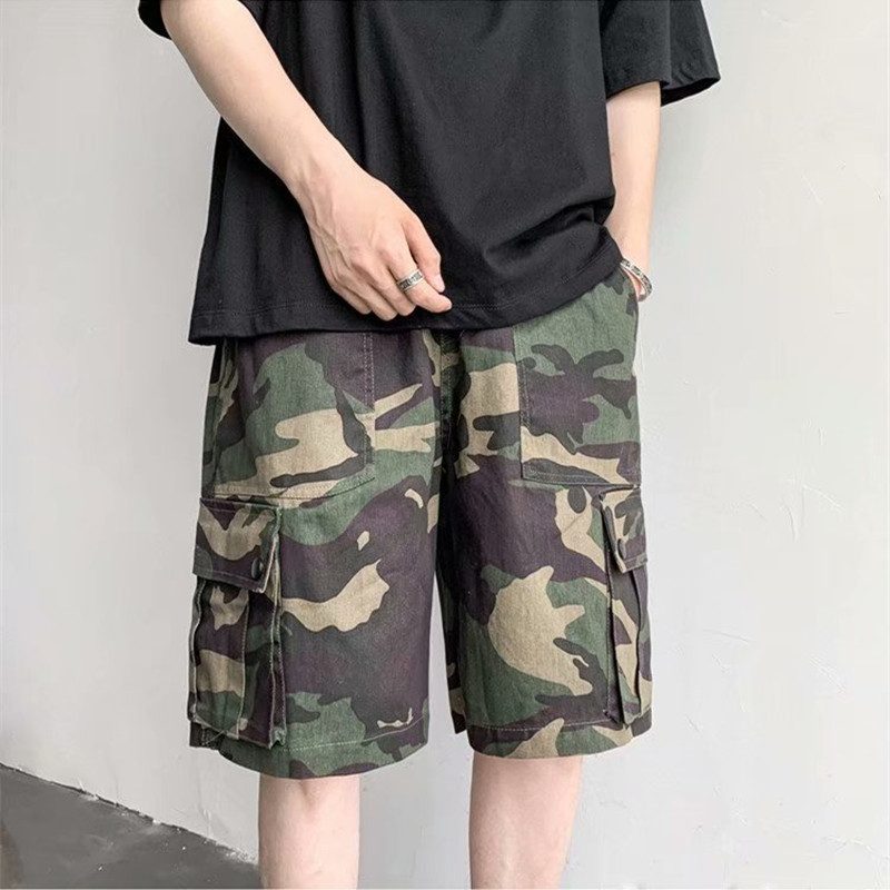 Retro Kamuflasje Overall For Menn Løs Sommer Tynn Casual Fem Poeng