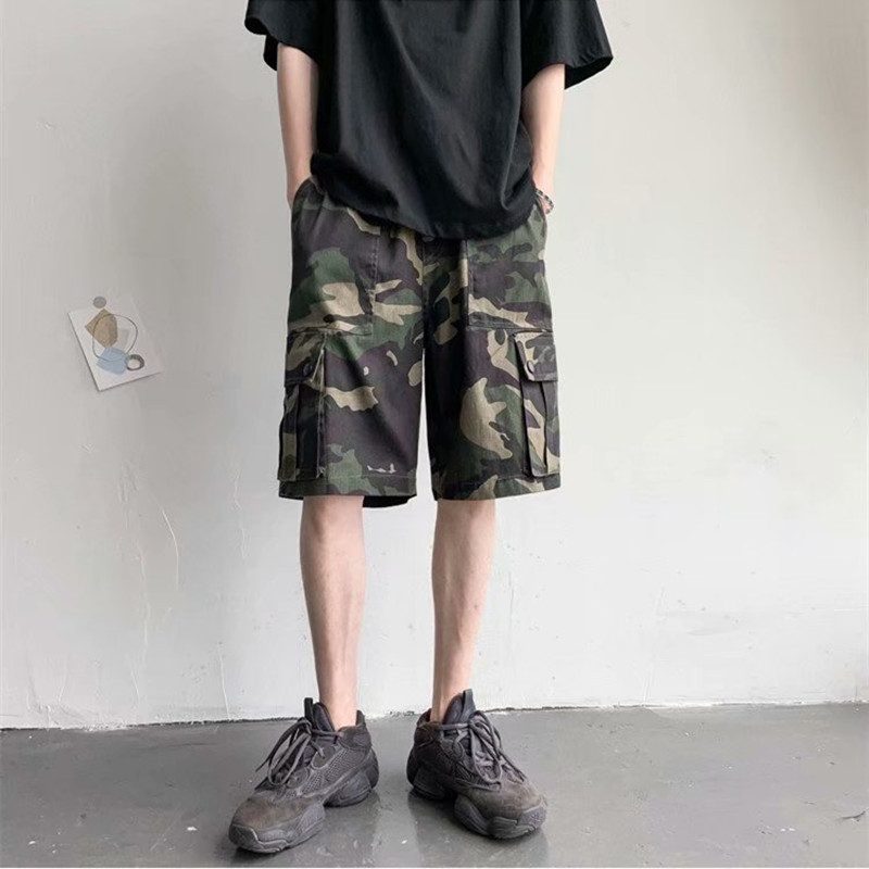 Retro Kamuflasje Overall For Menn Løs Sommer Tynn Casual Fem Poeng