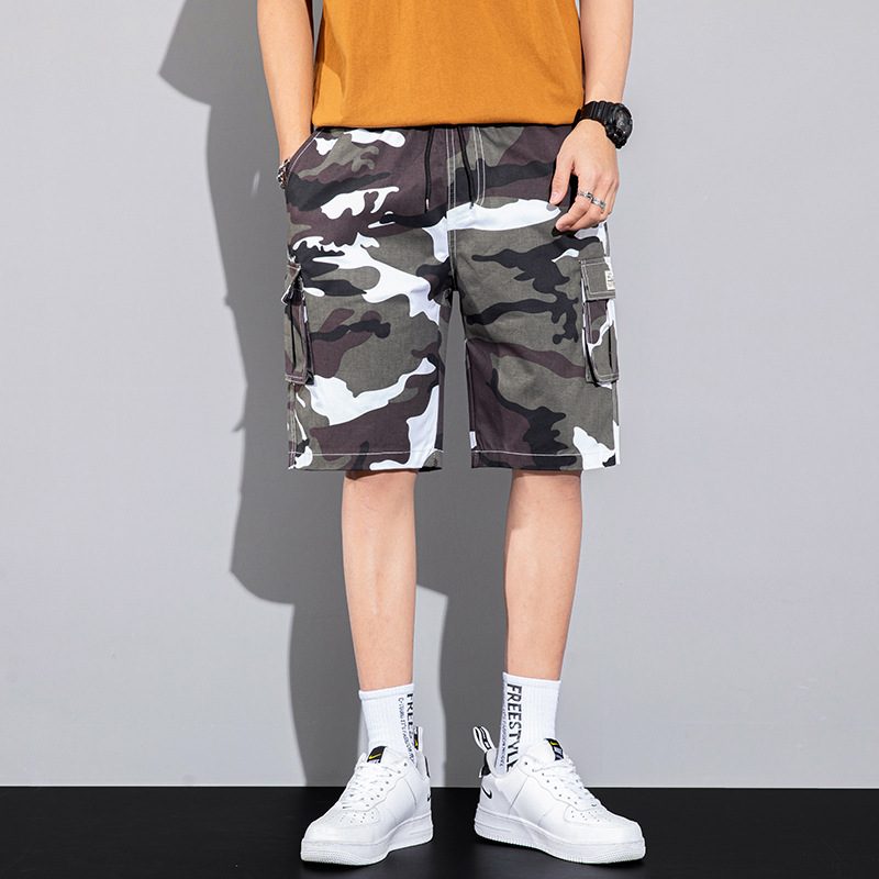 Shorts For Menn Trendy Løs Kamuflasje Fempunkts Fritidsarbeidstøy