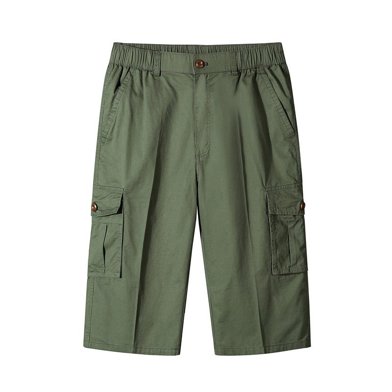 Sommershorts For Menn Multi-lomme Straight Tooling Løs Avkortede Bukser