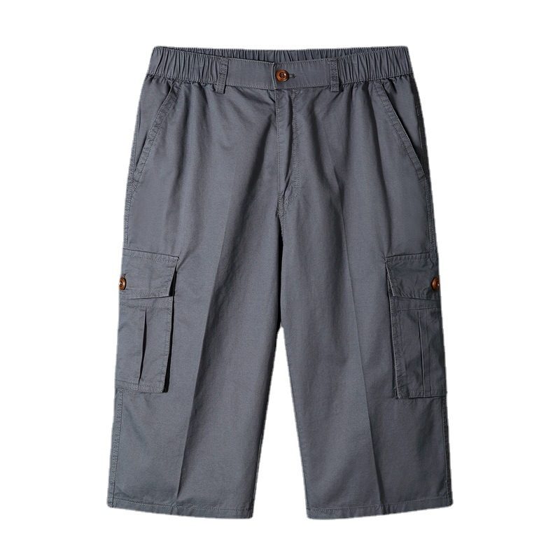 Sommershorts For Menn Multi-lomme Straight Tooling Løs Avkortede Bukser