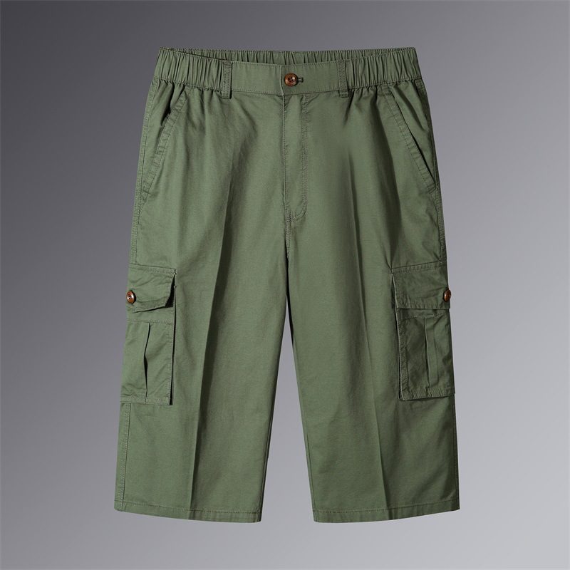 Sommershorts For Menn Multi-lomme Straight Tooling Løs Avkortede Bukser