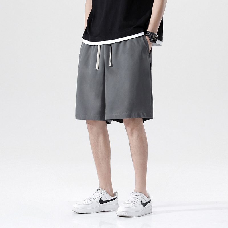 Uformelle Shorts Herre 2024 Sommer Ny Trend Løs Ensfarget Rett Sport Tynn Seksjon Fem Poeng