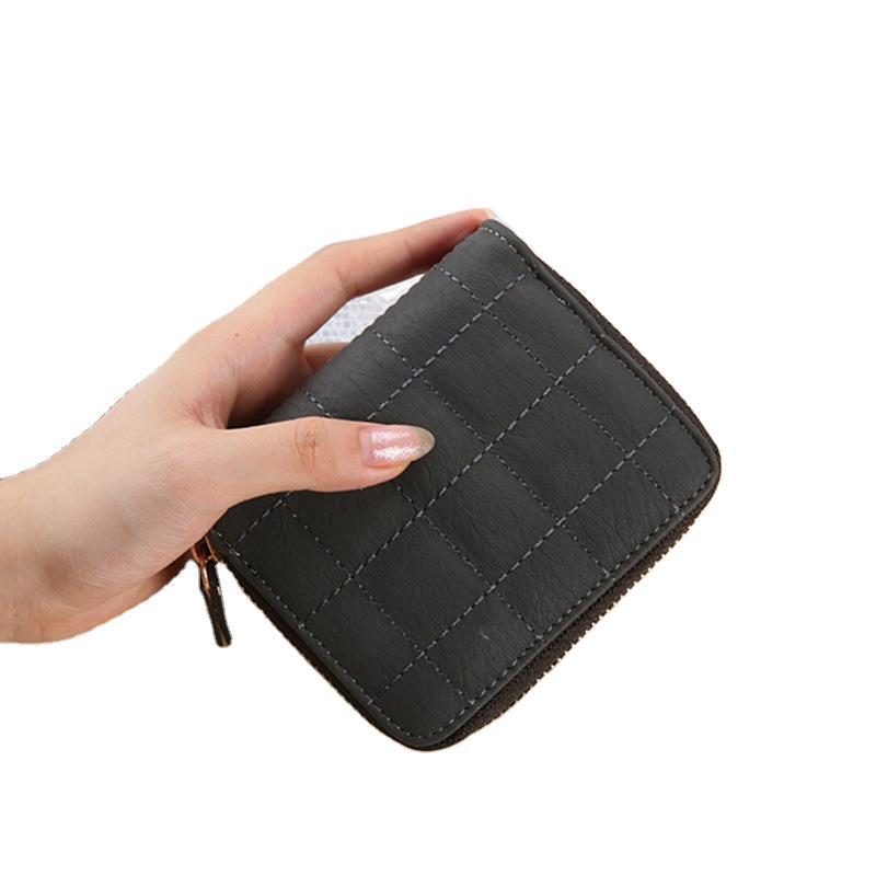 Kort Dame Liten Lommebok Brodert Firkantet Veske Pu Mini Student Clutch Mynt