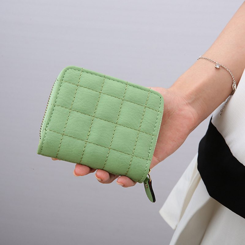 Kort Dame Liten Lommebok Brodert Firkantet Veske Pu Mini Student Clutch Mynt