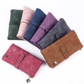 Mote Retro Frostet Mellomlang Multikortlommebok For Kvinner Med Todelt Clutch-lommebok