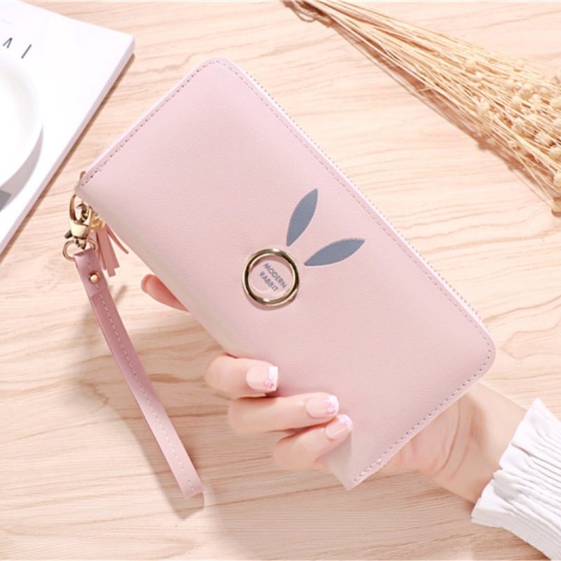 Ny Glidelås Lommebok Dame Stor Kapasitet Multi-kort Mobiltelefon Håndledd Belte Clutch