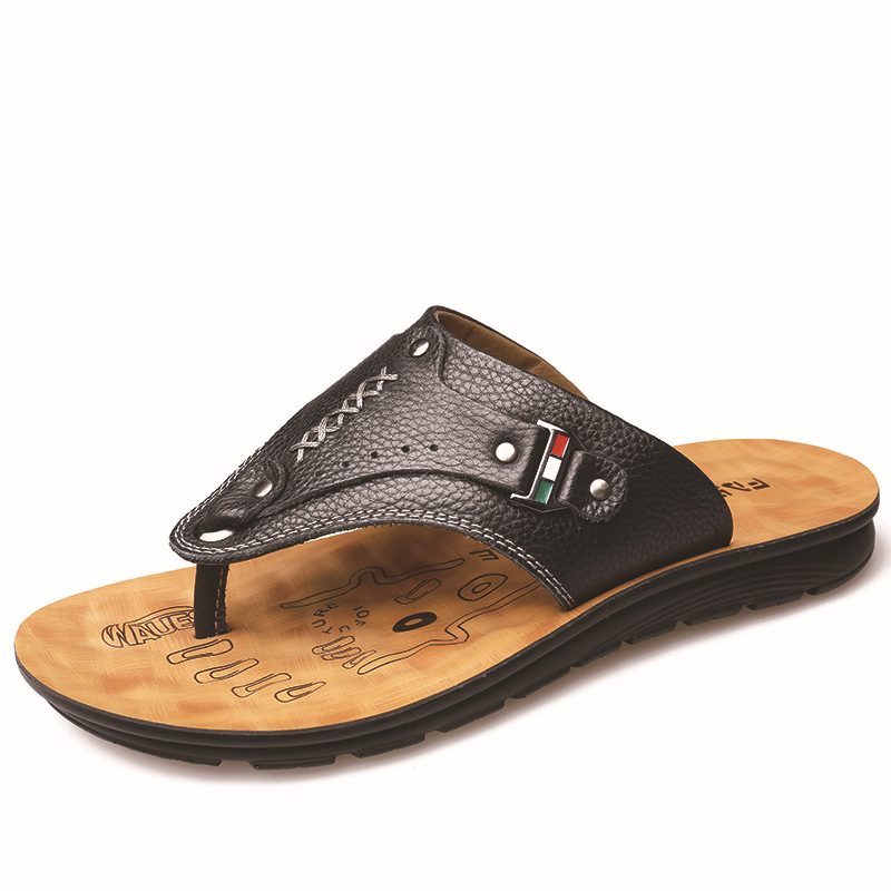 Sommer Nye Herresko Mote Herresandaler Sklisikre Strandsko Åpen Tå Myk Bunn Utendørs Skinnflip-flops Sko Menn