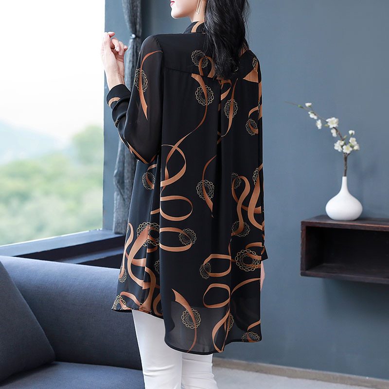 Dameskjorter Chiffon-overdeler Med Middels Lengde