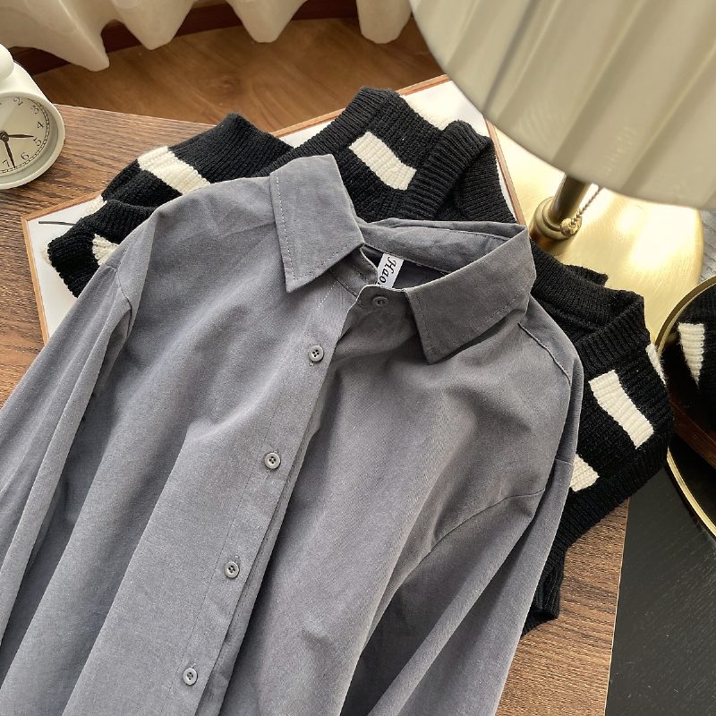 Skjorte Med Tykk Seksjon Damejakke Løs Casual Cardigan