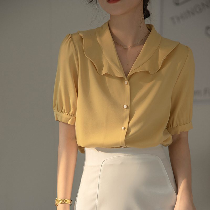 Temperament White Shirt Lady Fashion Chic High Sense Topp