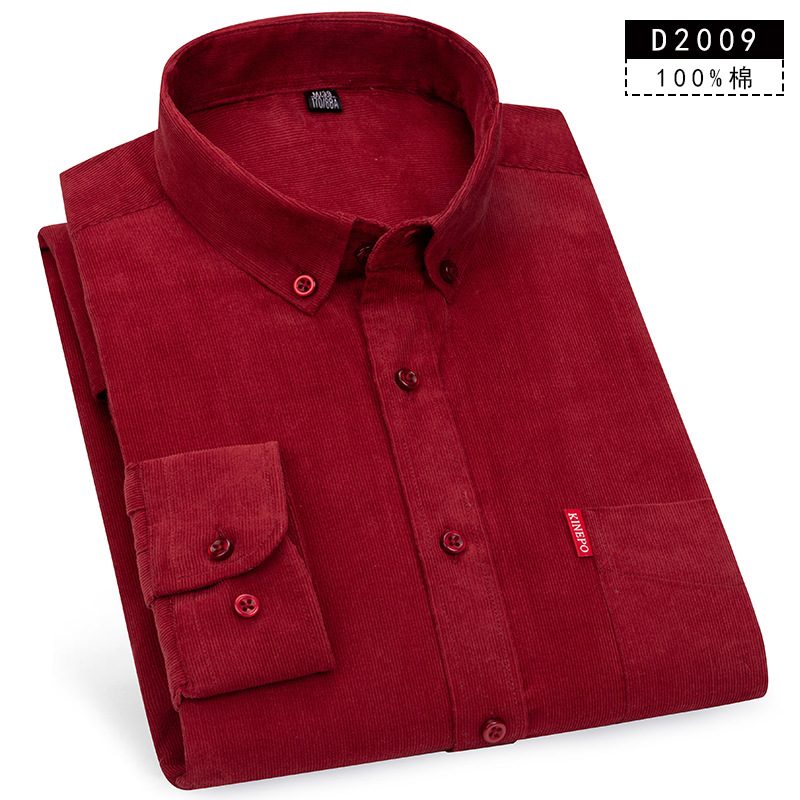 Herre Bomullsskjorte Cordfløyel Langermet Retro Slim Fit Behagelig Pustende