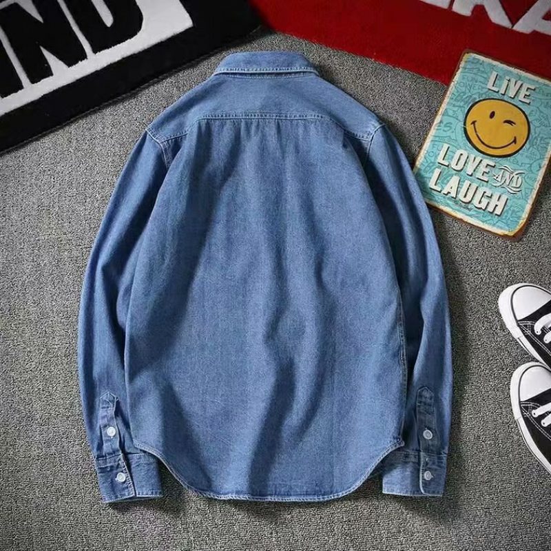 Herre Denim Skjorte Langermet Trend Kjekk Høst Og Vinter Løs Casual