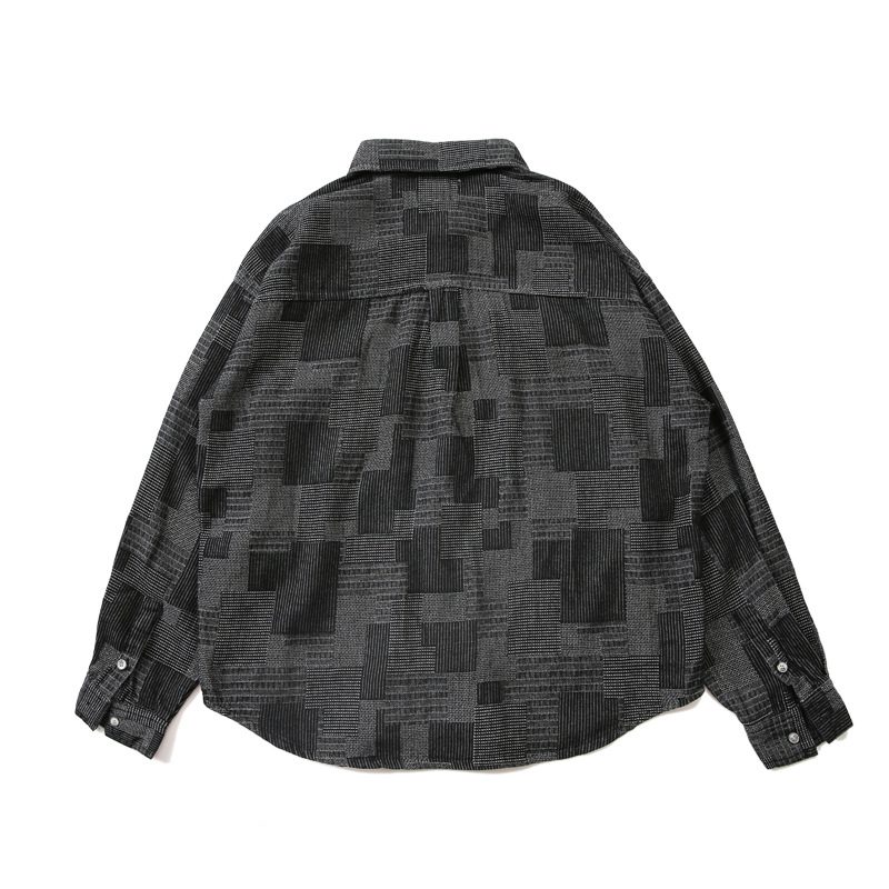 Herrejakkeskjorte Arbeidstøy Asymmetriske Lommer Retro Plaid