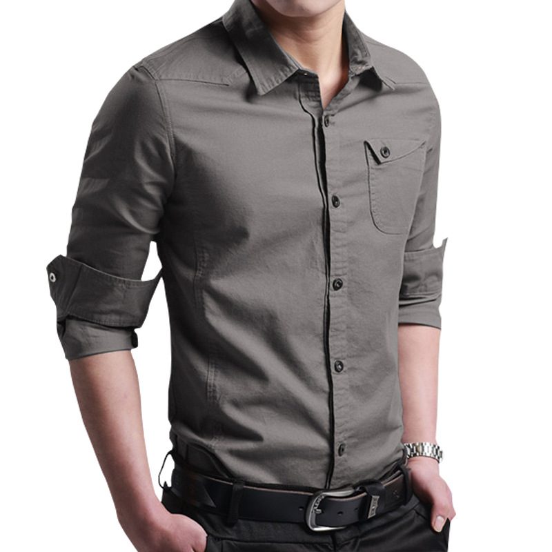Herreskjorte 2024 Fall Langermet Cotton Slim Fit Trend