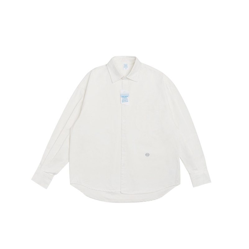 Herreskjorte Langermet Khaki Loose Fit Ensfarget