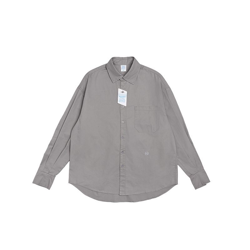 Herreskjorte Langermet Khaki Loose Fit Ensfarget