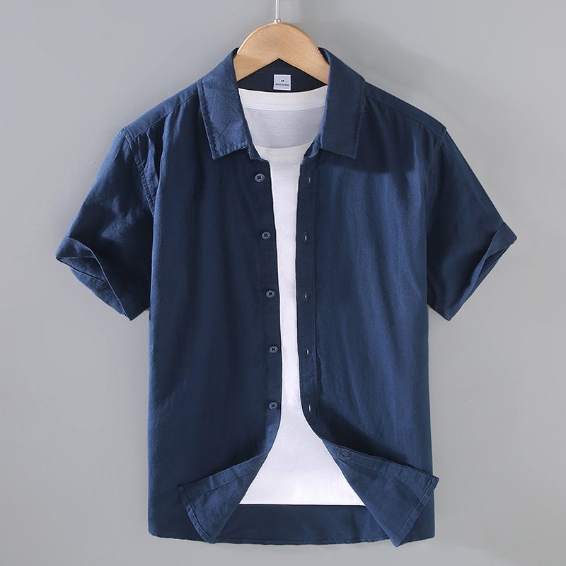 Hvit Langermet Skjorte For Menn Bomull Lin Business Casual