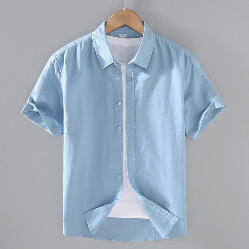 Hvit Langermet Skjorte For Menn Bomull Lin Business Casual